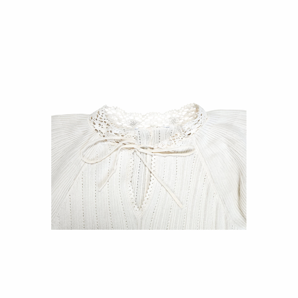 1970s Edwardian Revival Style Knitted and Crochetted Dress