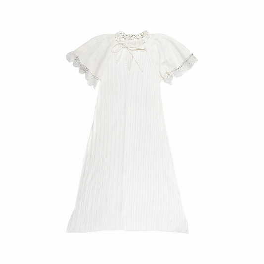 1970s Edwardian Revival Style Knitted and Crochetted Dress