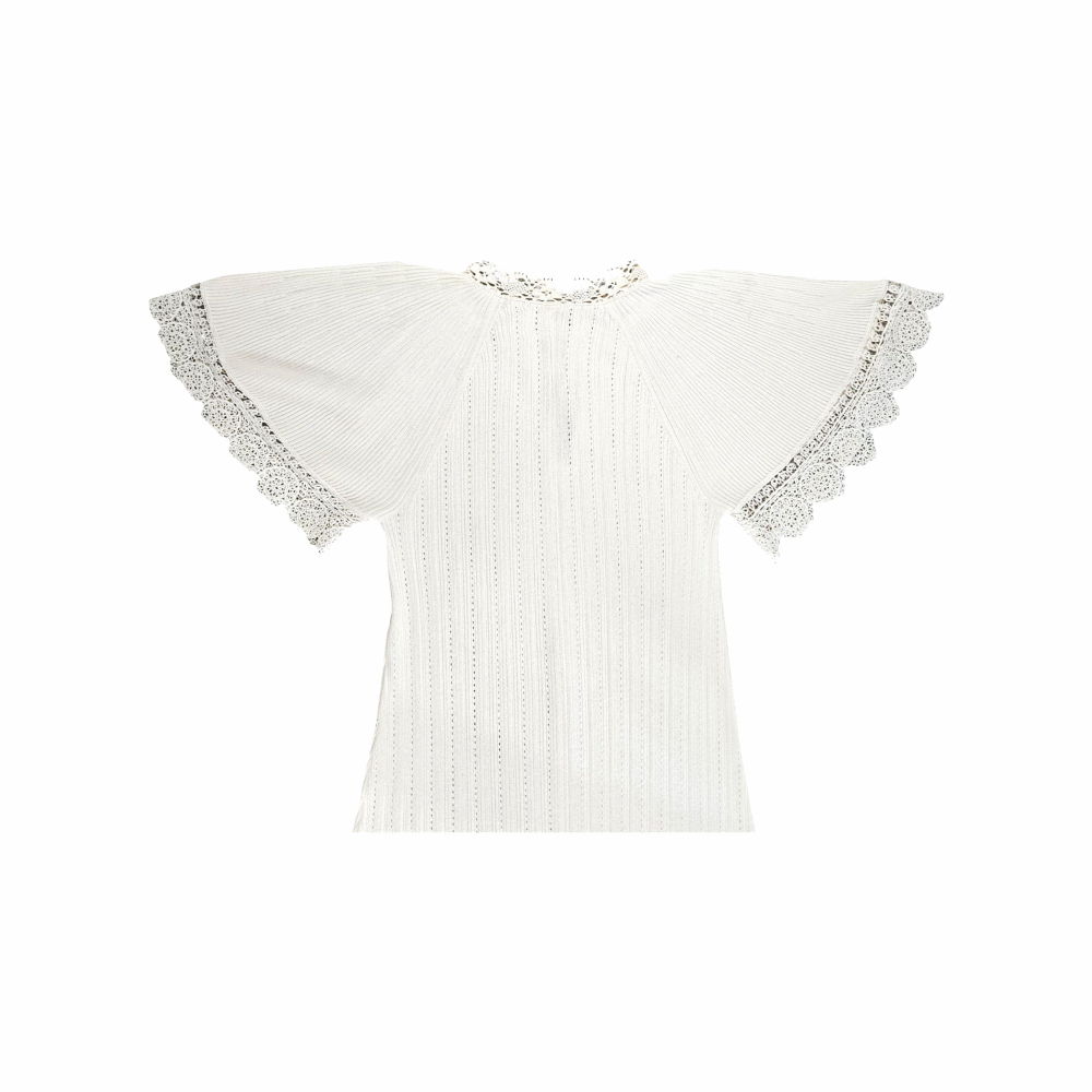 1970s Edwardian Revival Style Knitted and Crochetted Dress