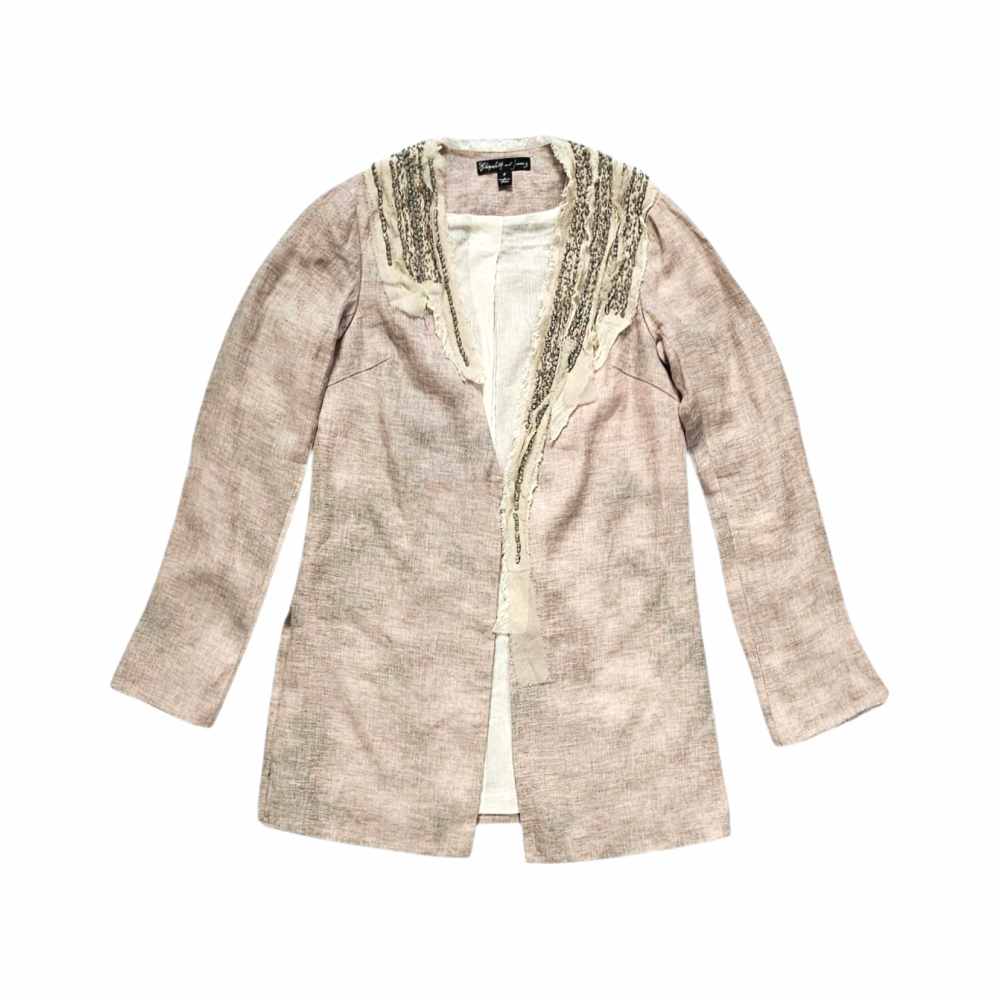 Beaded Linen Jacket with Raw Silk Trim - Elizabeth and James