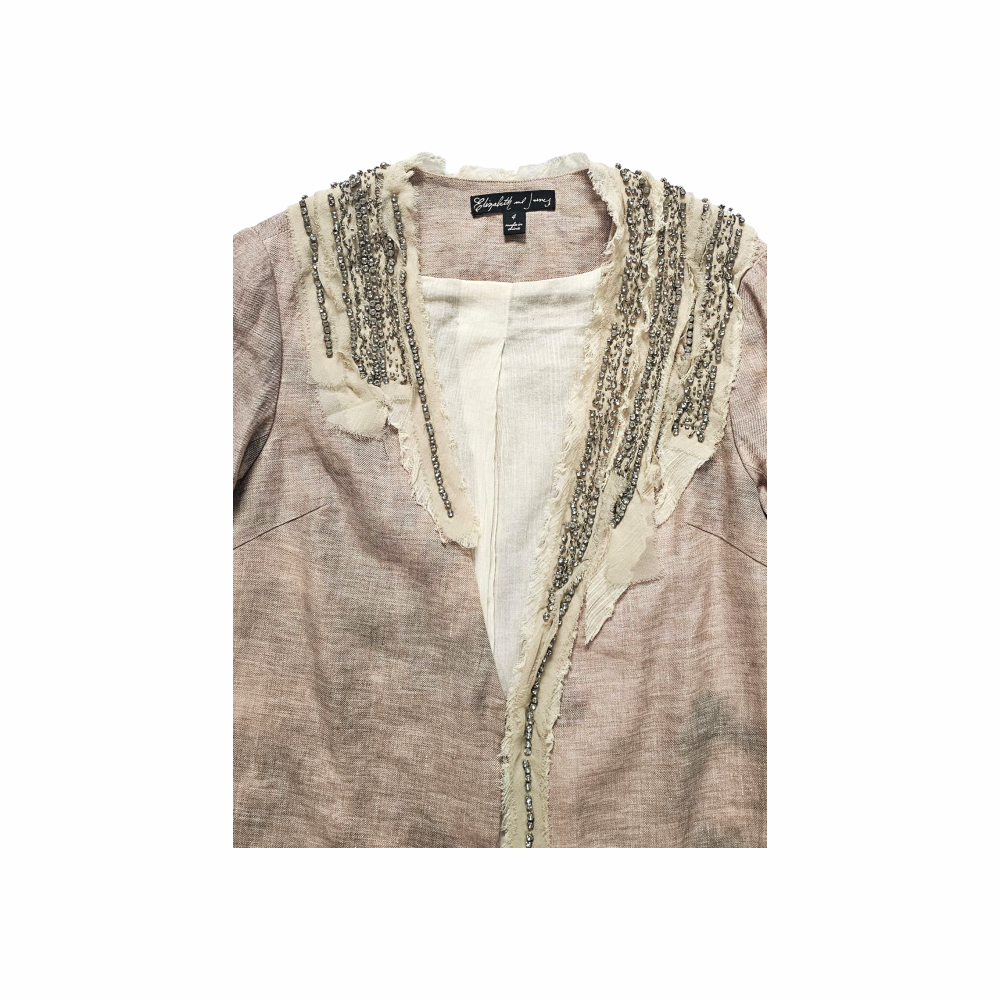 Beaded Linen Jacket with Raw Silk Trim - Elizabeth and James