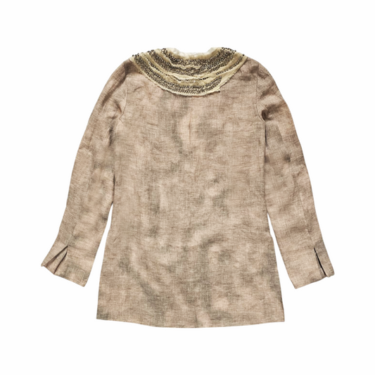 Beaded Linen Jacket with Raw Silk Trim - Elizabeth and James