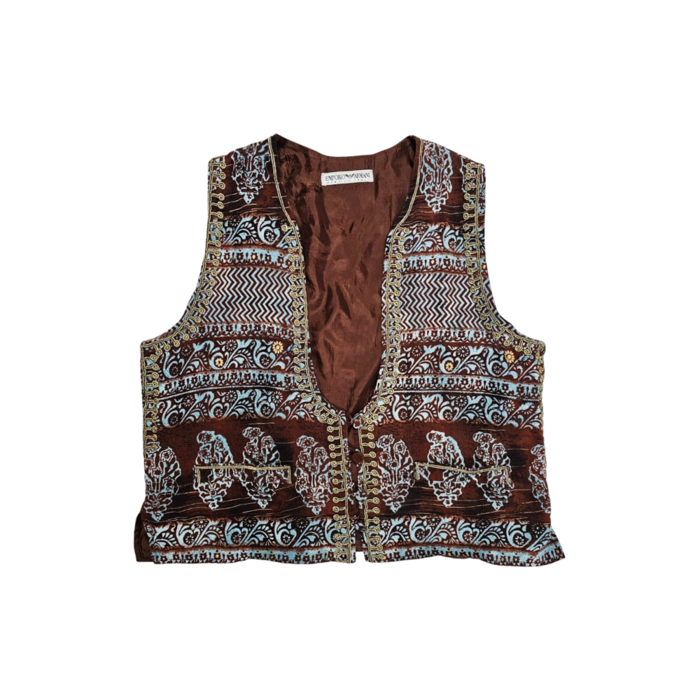 Batik Print Embellished Unisex Waistcoat - Emporio Armani - Re:Velvet