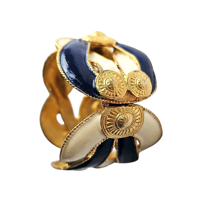1960s Enamel Art Deco-inspired Hinged Cuff - Kenneth Jay Lane - Re:Velvet