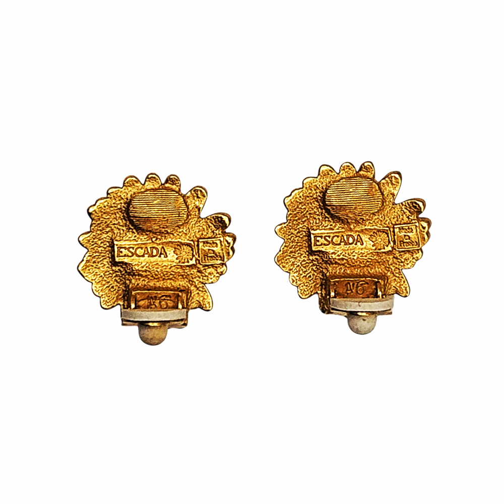 Gold Plated Daisy Flowers Clip On Earrings - Escada
