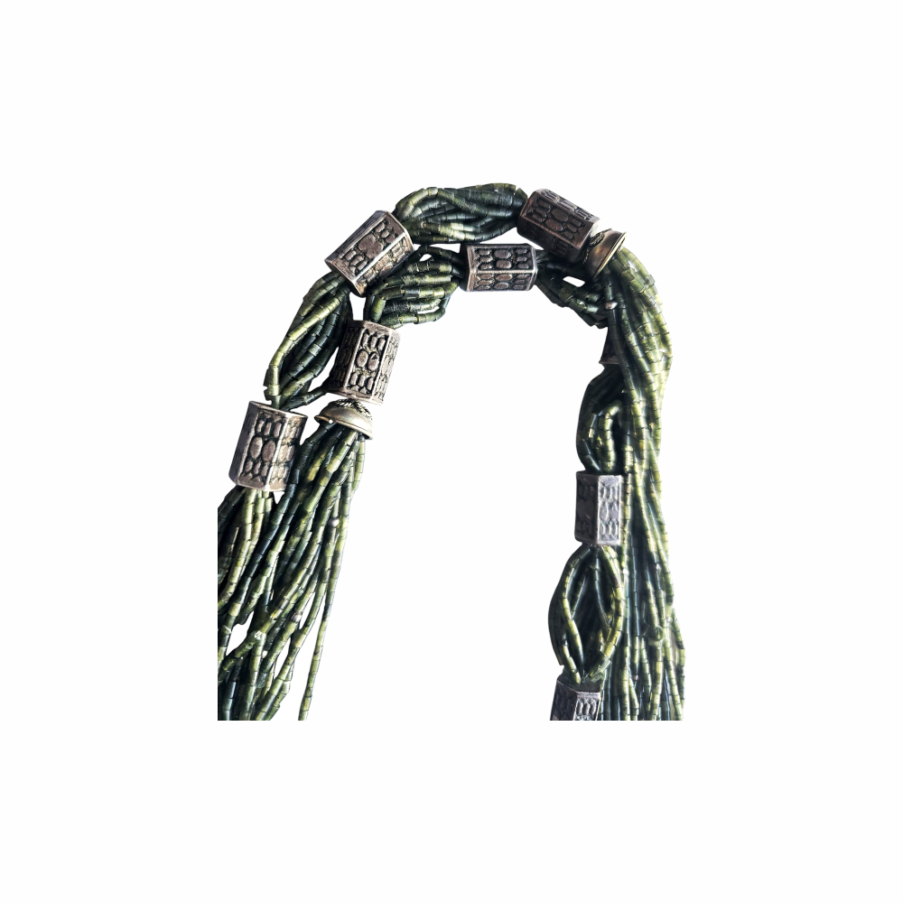 Ethnic Inspired Aventurine Beaded Scarf Necklace - Re:Velvet