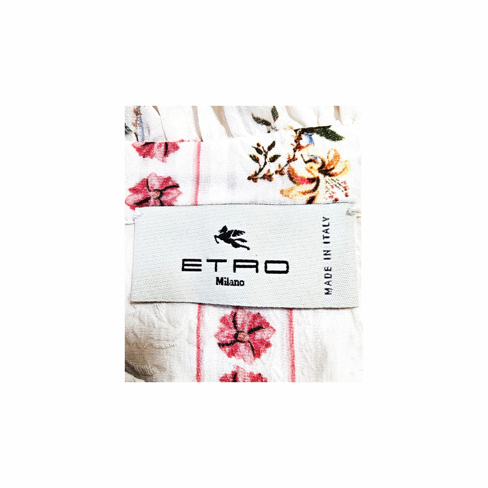 Puff Sleeves Silk Floral Mini Dress with Ruffled Collar & Cuffs - Etro