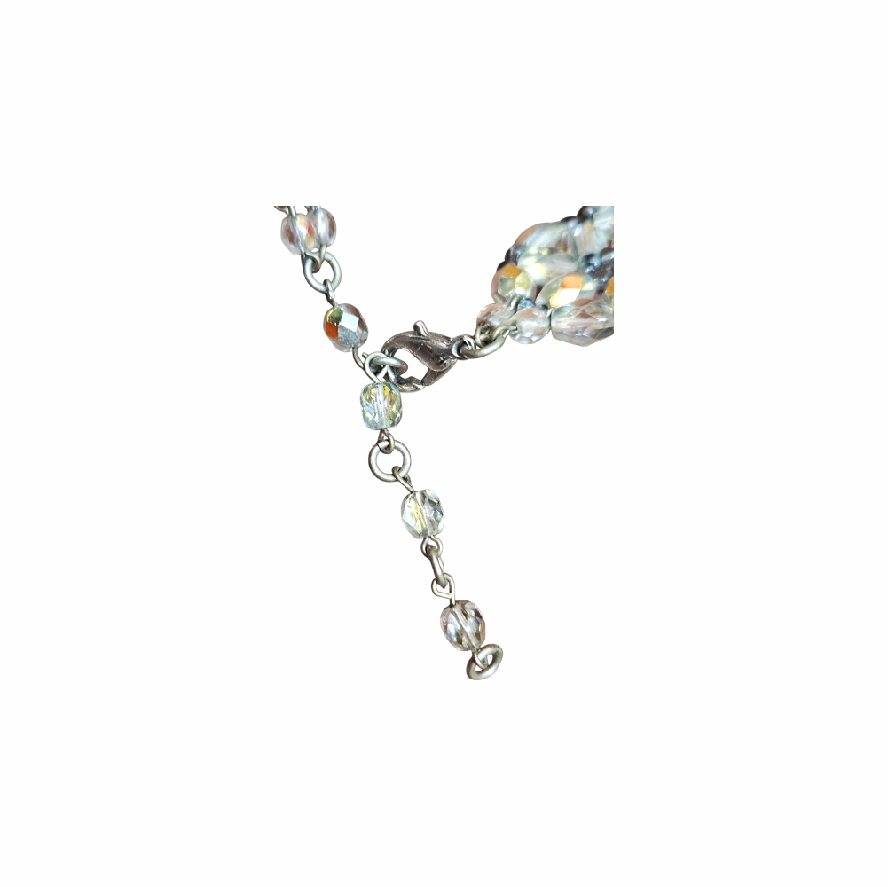 1950s Aurora Borealis Faceted Glass Floral Bead Bracelet