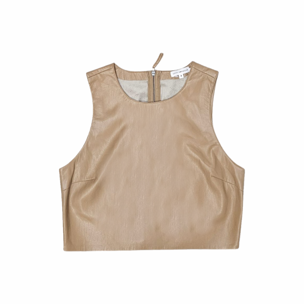 Faux Leather Cropped Tank Top - Good American - Re:Velvet