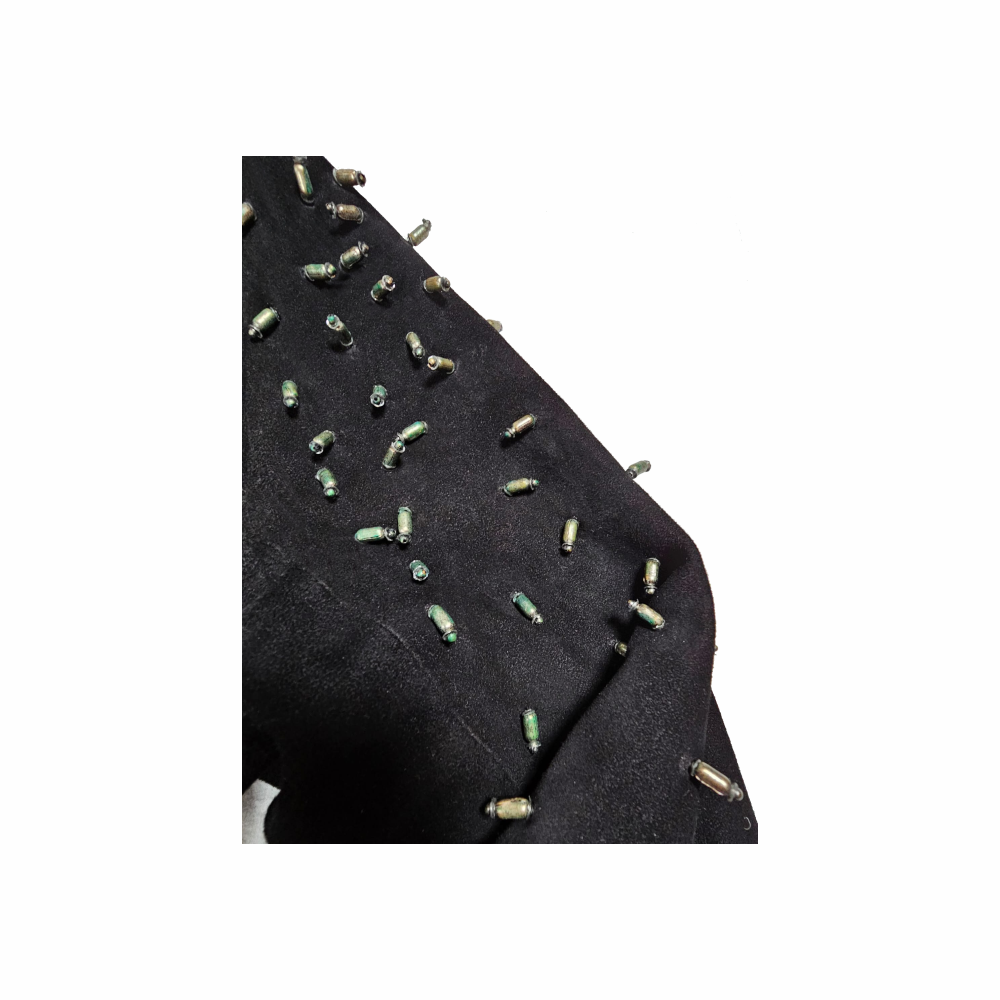 Suede Belted Jacket with Beaded Sleeves - Felder + Felder