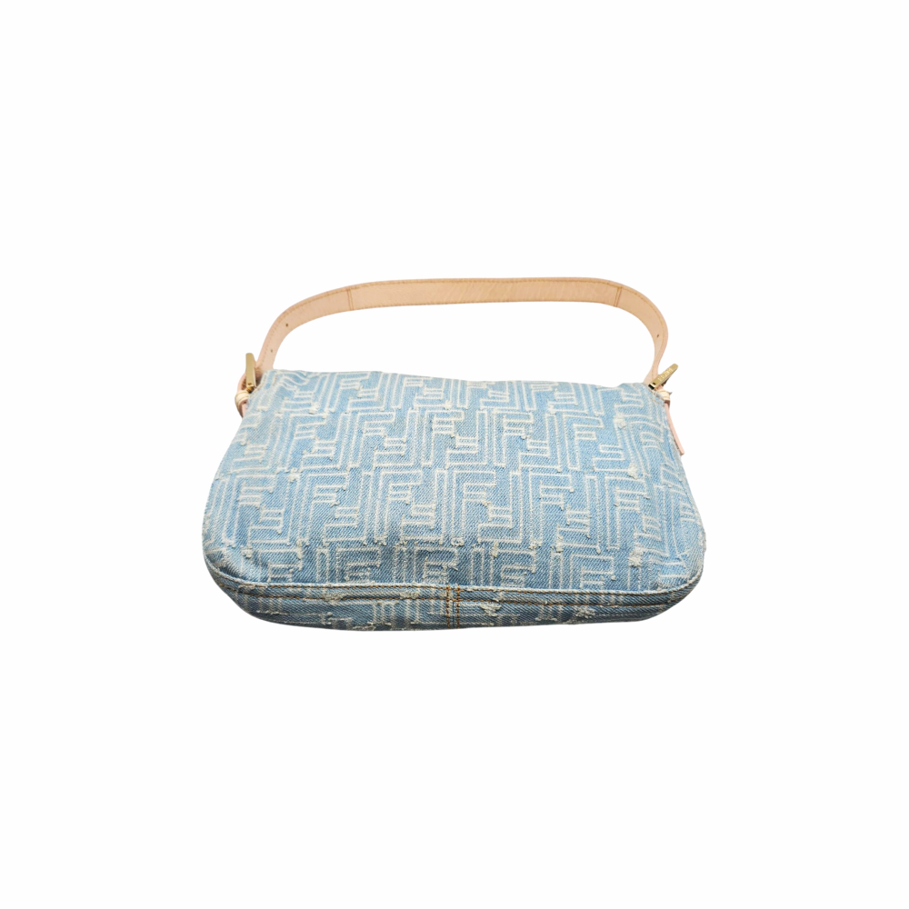 Zucca Momma Baguette Denim Shoulder Bag - FENDI