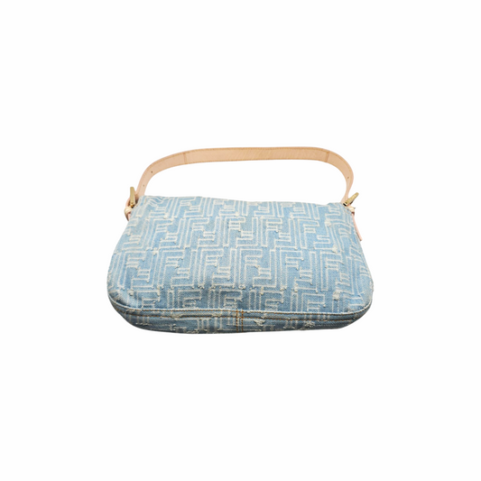 Zucca Momma Baguette Denim Shoulder Bag - FENDI
