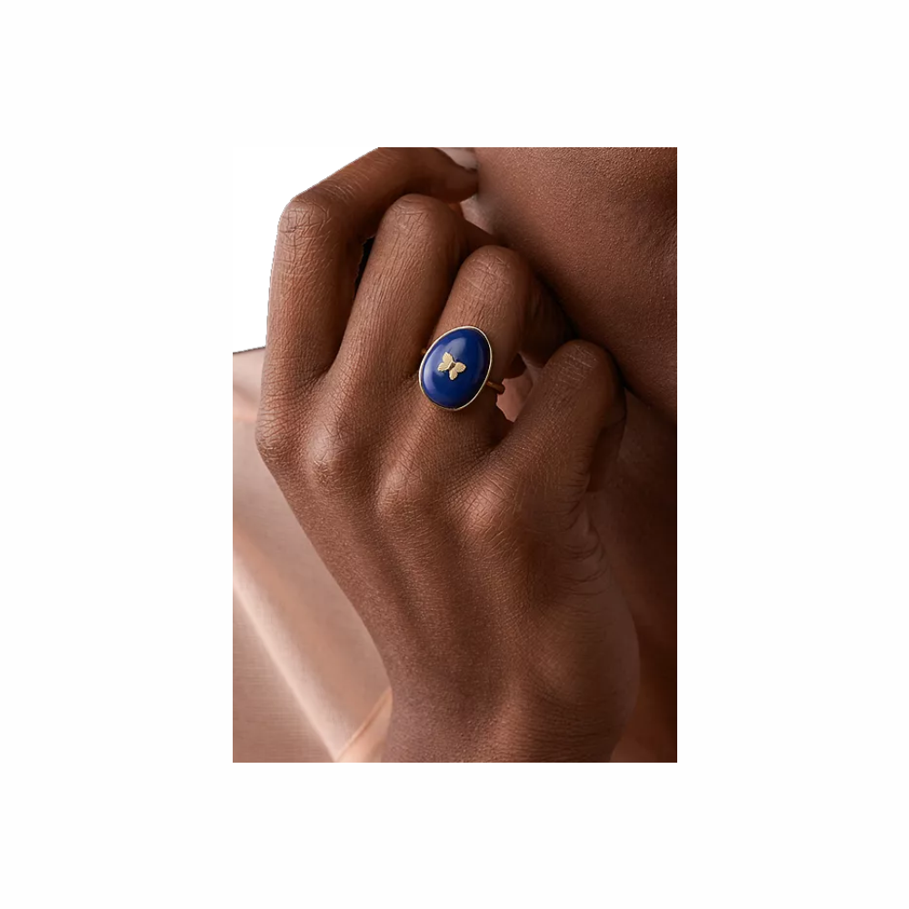 Georgia Modern Nomad Lapis Lazuli Cocktail Ring - Fossil