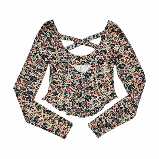 Floral Print Criss-Cross Back Long Sleeve Top - Free People