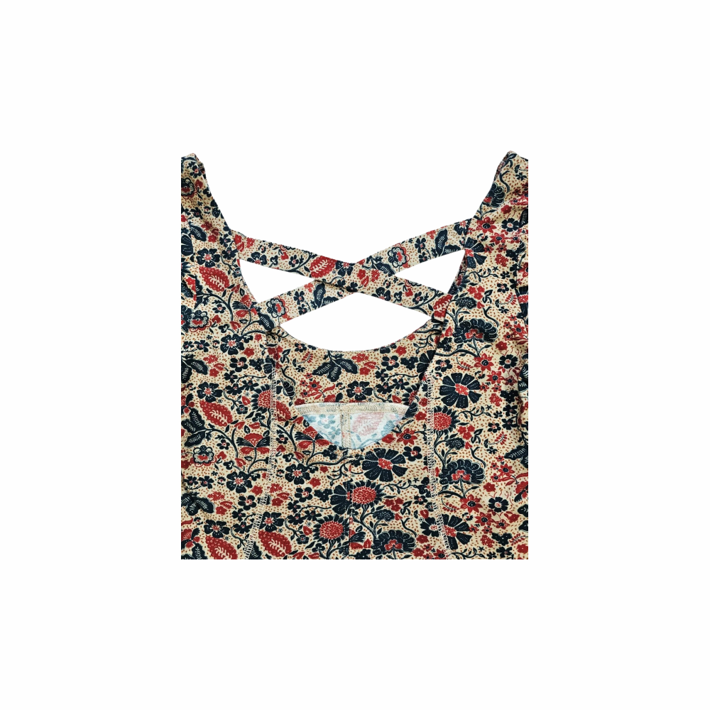 Floral Print Criss-Cross Back Long Sleeve Top - Free People