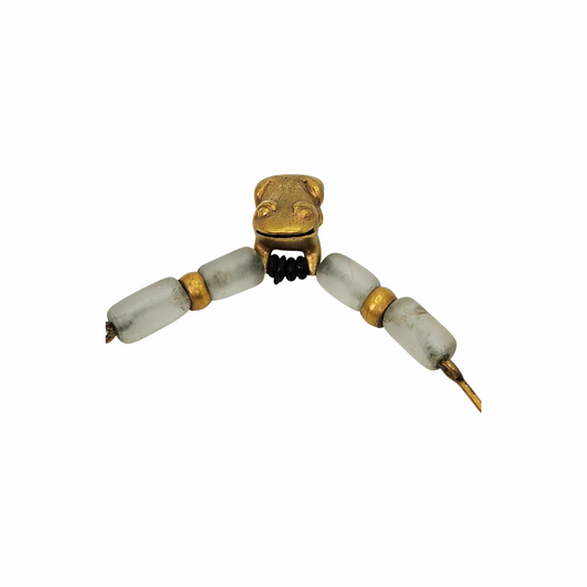 Frog Pendant and Frosted Beads on Choker