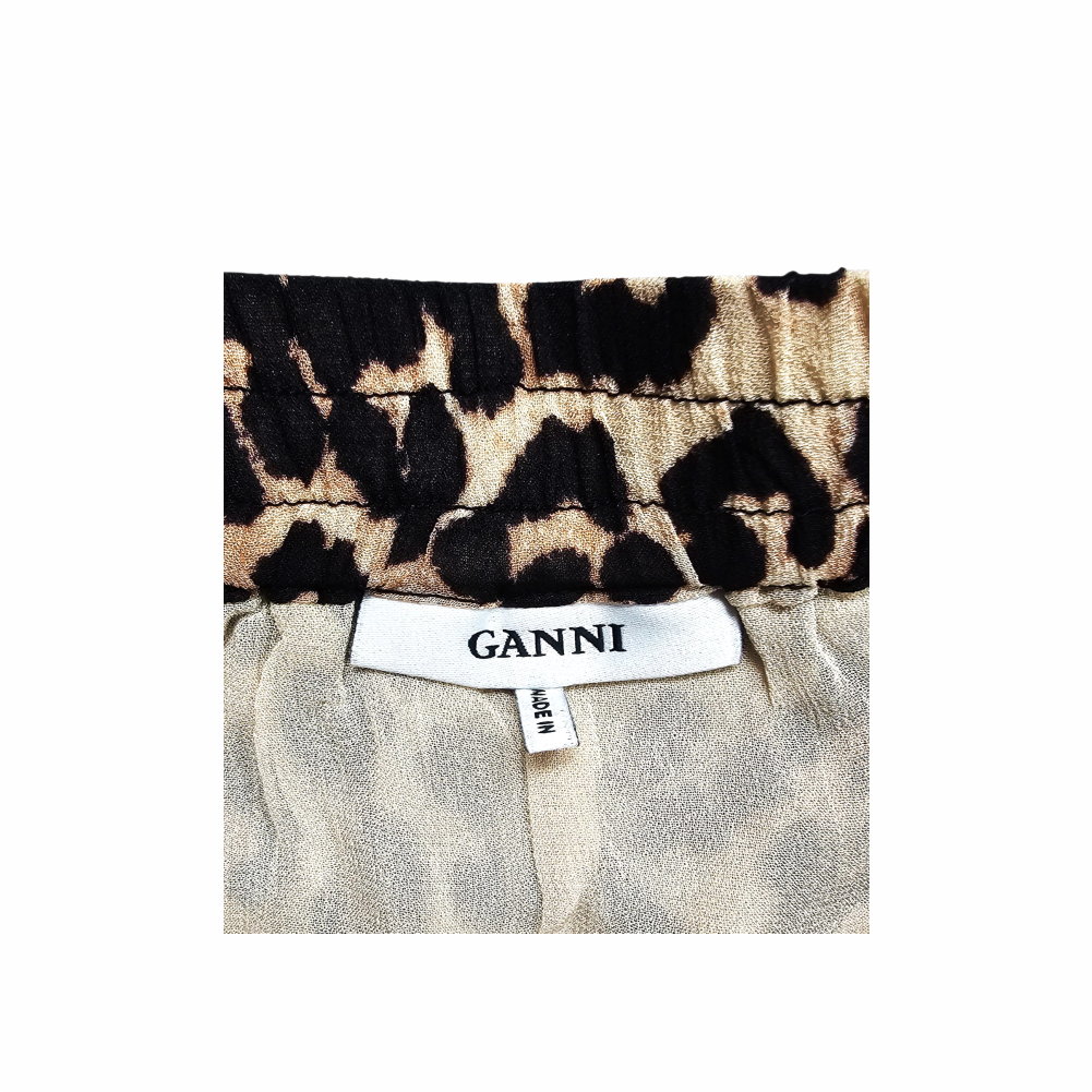 Flowy Leopard Print Wide Leg Trousers - Ganni