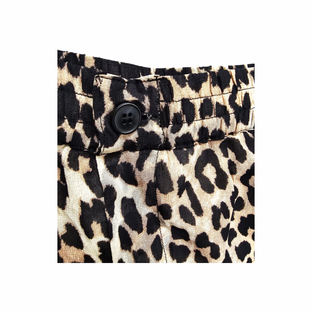 Flowy Leopard Print Wide Leg Trousers - Ganni