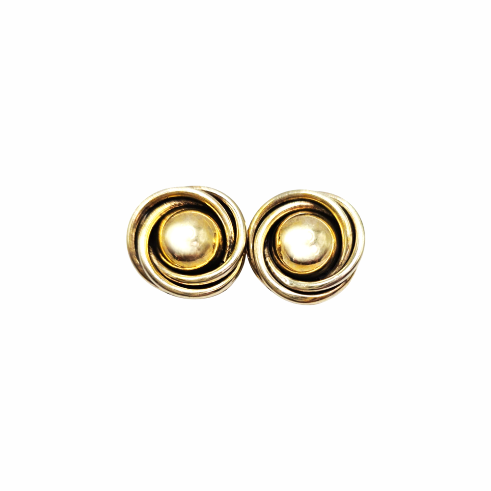 Vintage Clip-On 14ct Gold Plated Sterling Silver Dome Earrings