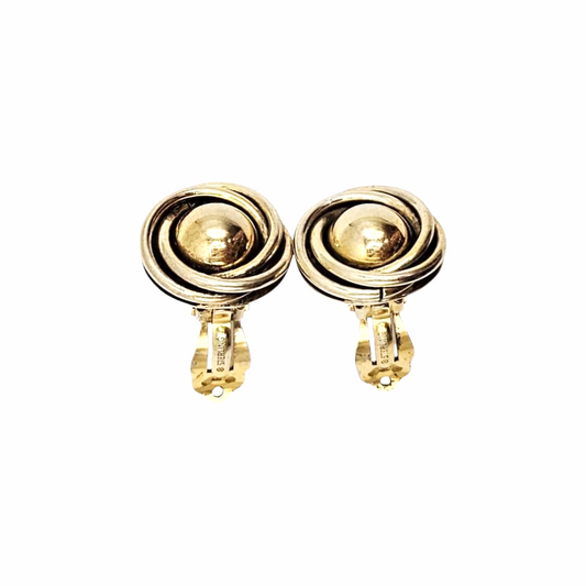 Vintage Clip-On 14ct Gold Plated Sterling Silver Dome Earrings