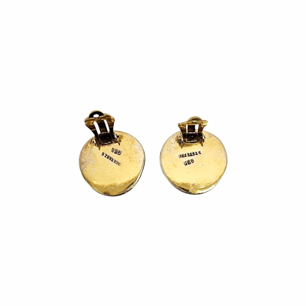 Vintage Clip-On 14ct Gold Plated Sterling Silver Dome Earrings