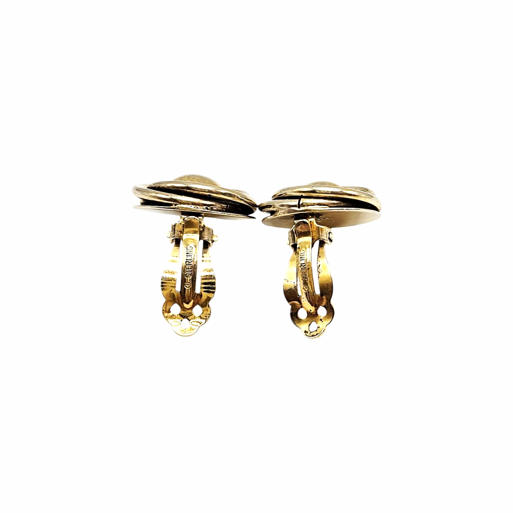 Vintage Clip-On 14ct Gold Plated Sterling Silver Dome Earrings