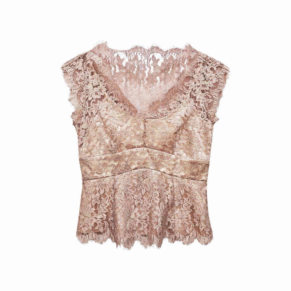 Golden Peach Lace Top (Petites) - Ann Taylor - Re:Velvet