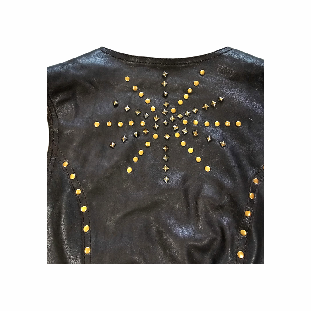 Vintage Y2K Studded Leather Waistcoat with Coin Buttons - Goose Craft