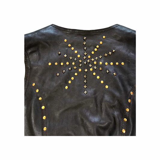 Vintage Y2K Studded Leather Waistcoat with Coin Buttons - Goose Craft