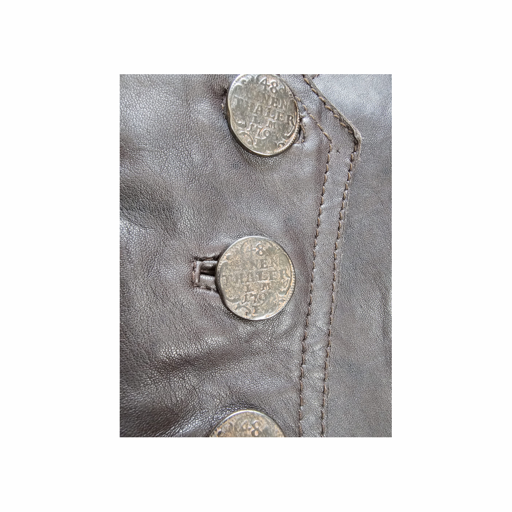Vintage Y2K Studded Leather Waistcoat with Coin Buttons - Goose Craft
