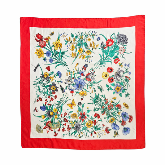 Vintage 1970s Floral Silk Square Scarf by Vittorio Accornero - Gucci