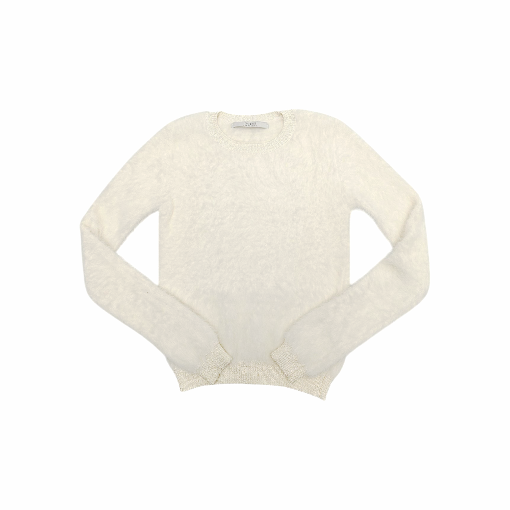 Fluffy Knit Round Neck Sweater - Guess