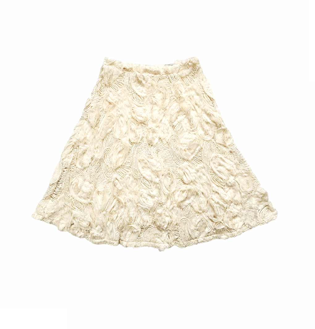 Petaluma Rosette Floral Cream Midi Boho Skirt - HD in Paris
