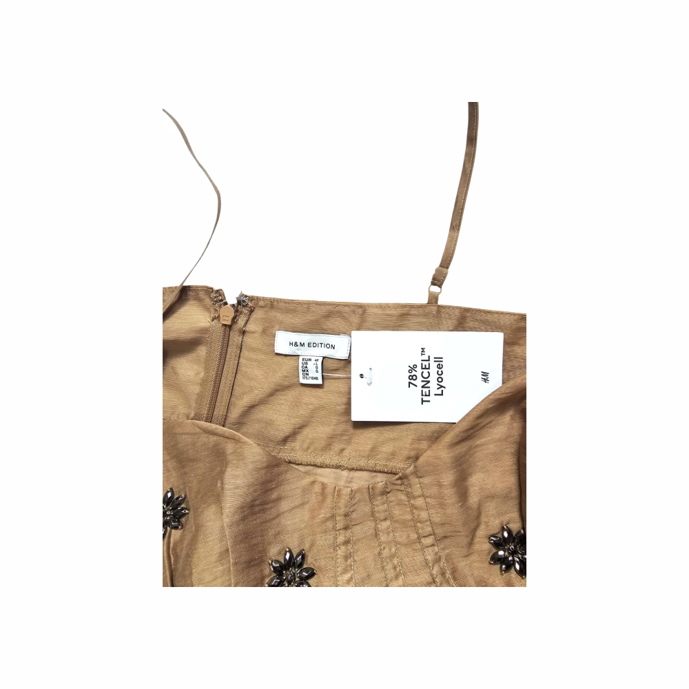 Embellished Sheer Slip Dress with Spaghetti Straps - H&M Edition