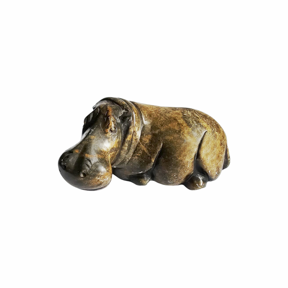Hand Carved Serpentine Hippo Sculpture - Re:Velvet