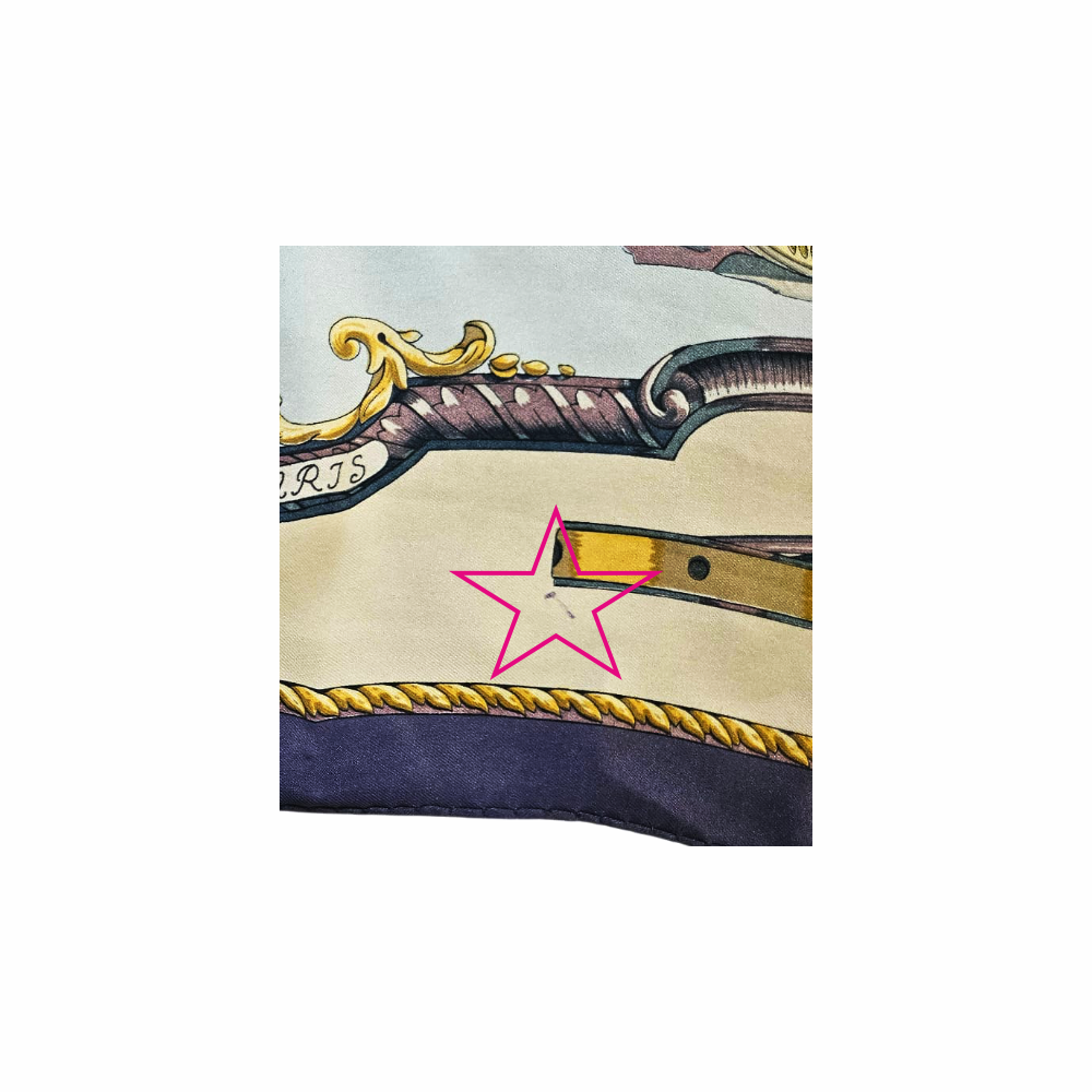 90cm Silk Carré Scarf “Les Roues de Canon” by Philippe Ledoux- Hermès