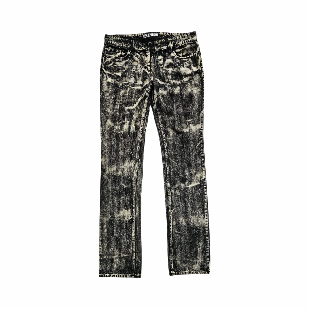 Acid Wash Mid Rise Slim Jeans - Iceberg