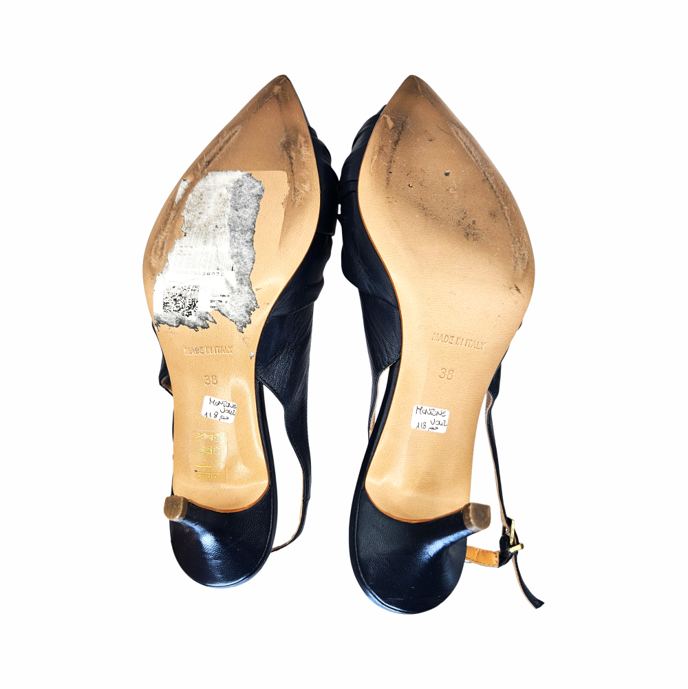 Leather Slingback Kitten Heels - Intrend