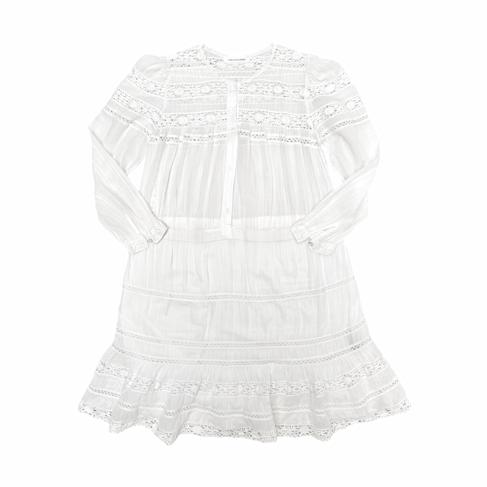 Cotton Voile Mini Dress "Greta" with Lace Crochet - Isabel Marant Etoile