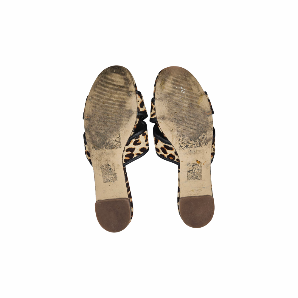 Cora Leopard Print Calf Hair Criss Cross Slide Mules - J.Crew