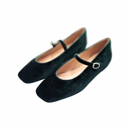 Velvet Mary - Jane Flats with Crystal Buckle - J.Crew - Re:Velvet