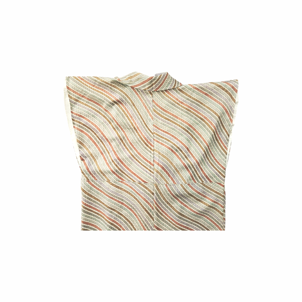 Chirimen SIlk Men´s Kimono With a Jacquard-like woven striped pattern