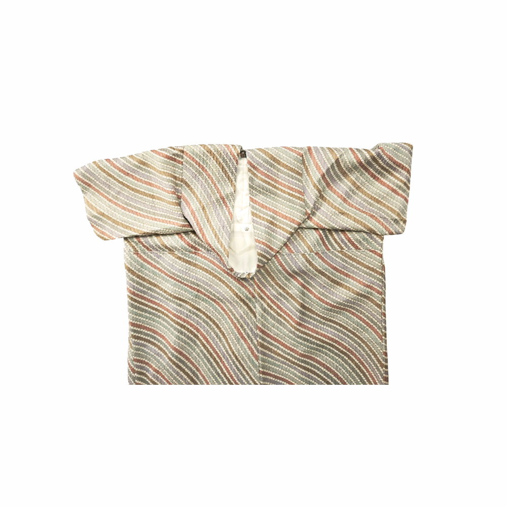 Chirimen SIlk Men´s Kimono With a Jacquard-like woven striped pattern