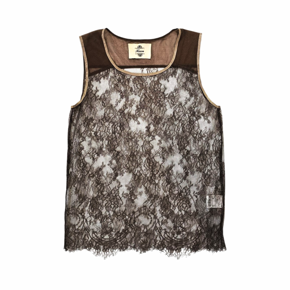 Floral Sheer Lace Sleeveless Top - Kaon