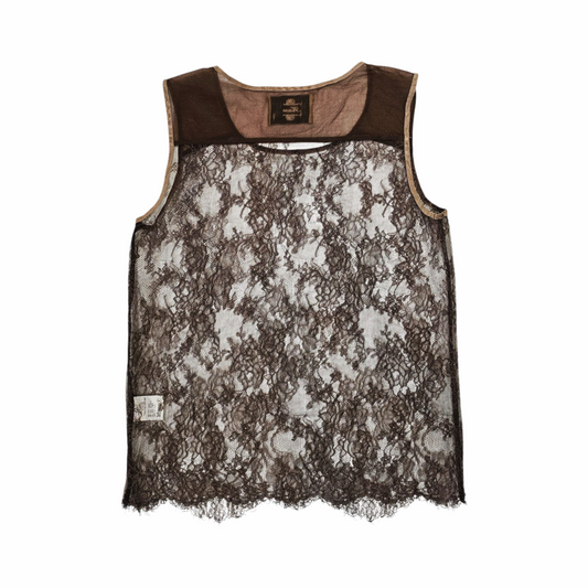 Floral Sheer Lace Sleeveless Top - Kaon