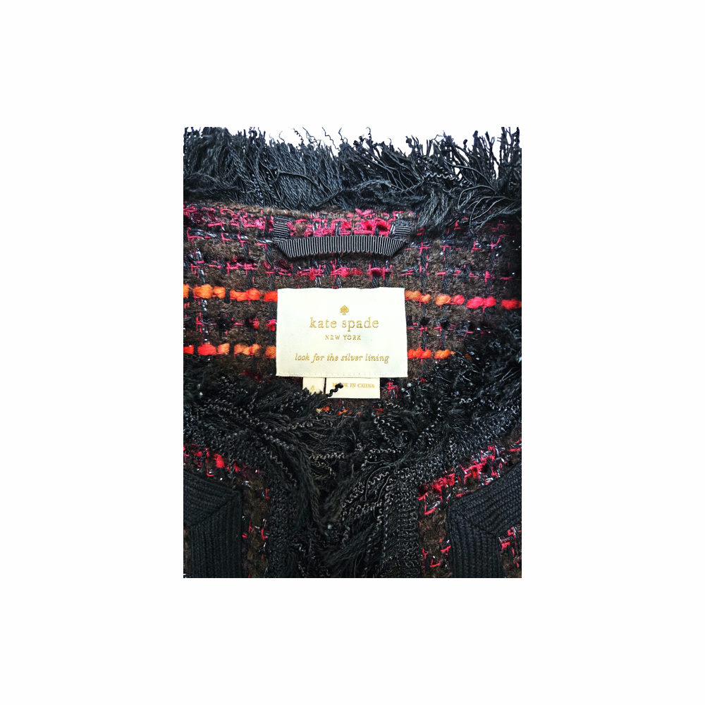 Short Tweed Jacket with Frayed Details - Kate Spade