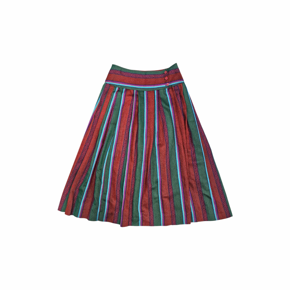 Bohemian Style Pleated Wool Skirt - Kenzo
