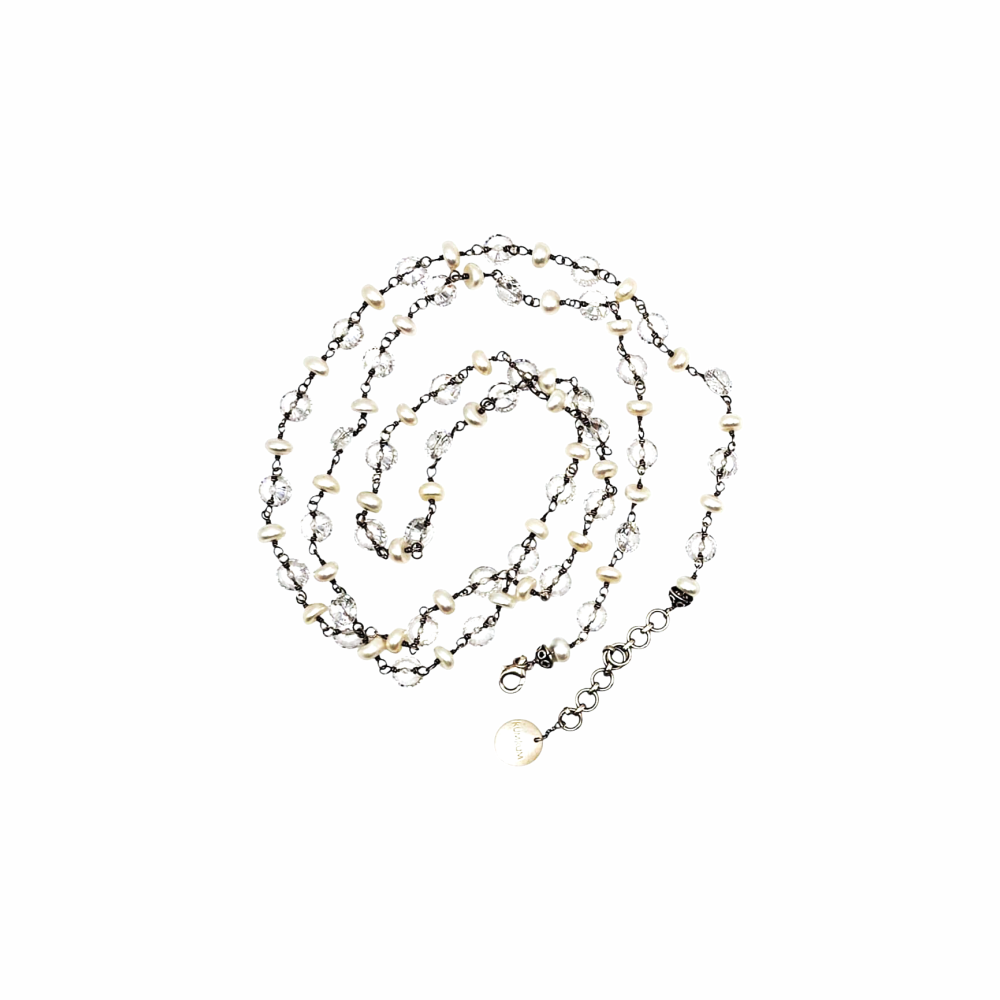 Fresh Water Pearls and Glass Beads Opera Necklace - Kum Kum