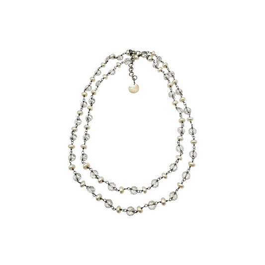 Fresh Water Pearls and Glass Beads Opera Necklace - Kum Kum