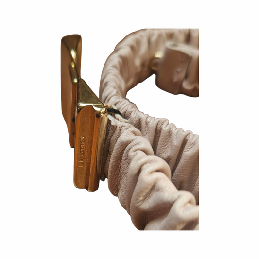 Ruched Elastic Belt with Gold Bow Clasp - L.K. Bennett